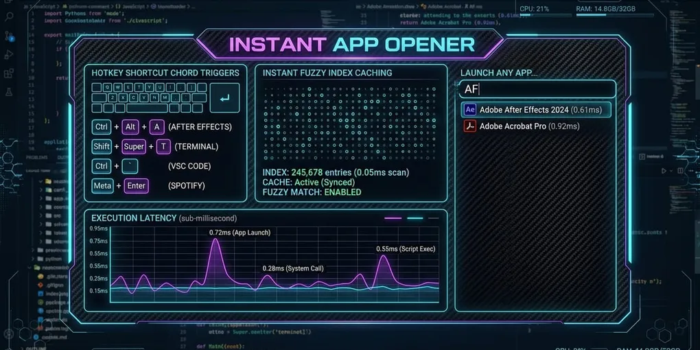 Cover schematic for Why Instant App Opener — Deep-Link Handoff (Not Electron)